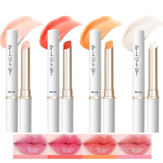 4Colors Lip and Cheek Tint Stain,PH-Activated Color Changing Lipstick,Long Lasting Hydrating Tinted Lip Balm Sheer Lightweight Formula Pink Red Lip Makeup Lipstick Makeup for Women