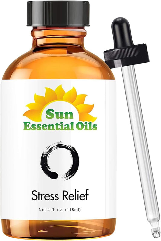 Sun Essential Oils - Stress Relief Blend Essential Oil (Huge 4 Ounce Bottle) Bulk - Calm Essential Oil