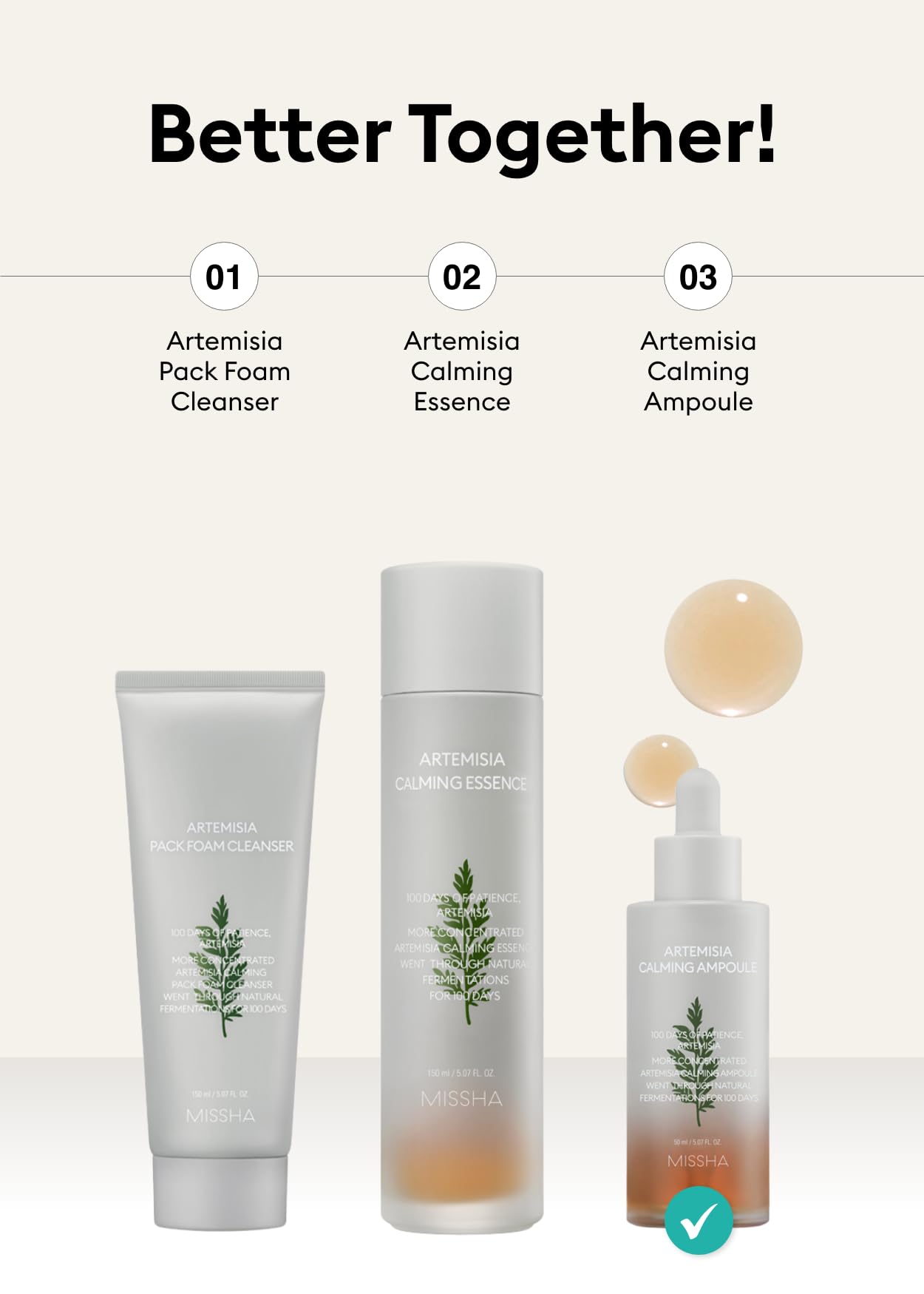 MISSHA Artemisia Calming Ampoule Face Serum Mugwort 1.69 oz