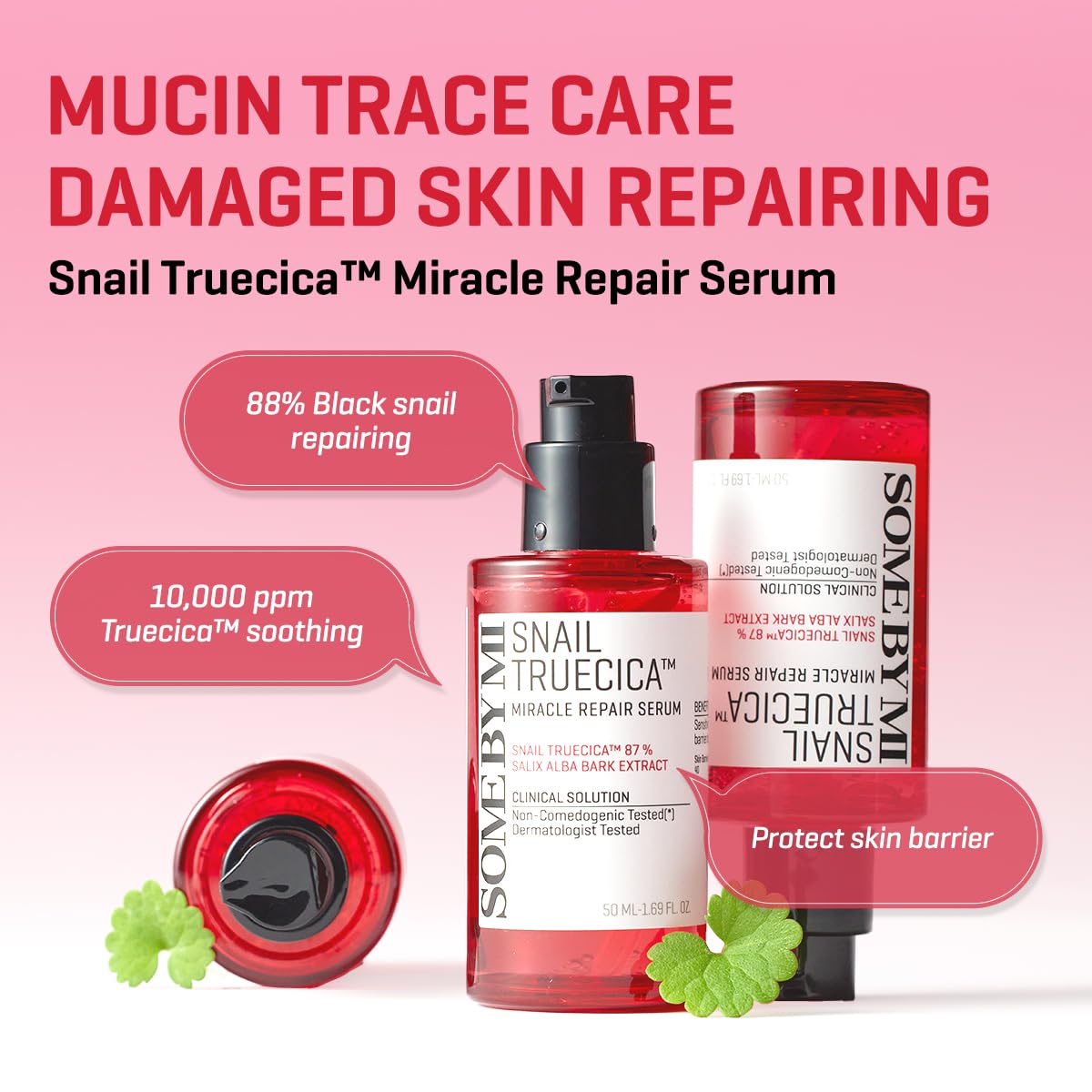 SOME BY MI Snail Trucica Miracle Repair Serum - 1.69Oz, 50ml - Made from Snail Mucin for Sensitive