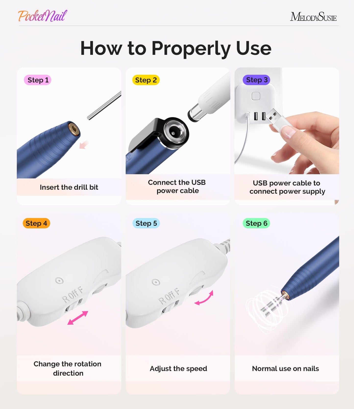 MelodySusie Pen-Shaped Nail Drill PocketNail PC100G for Nail Beginners