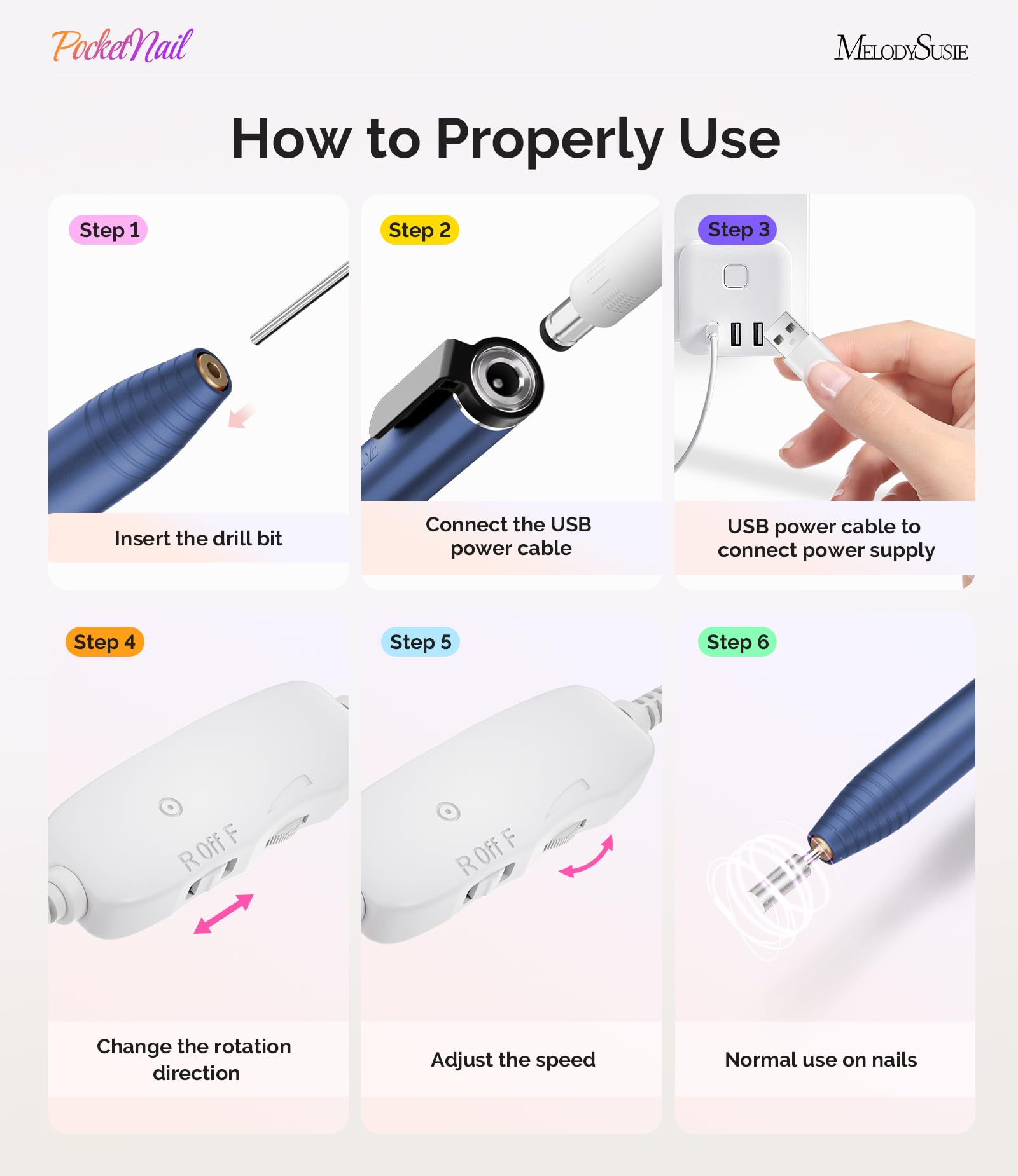 MelodySusie Pen-Shaped Nail Drill PocketNail PC100G for Nail Beginners