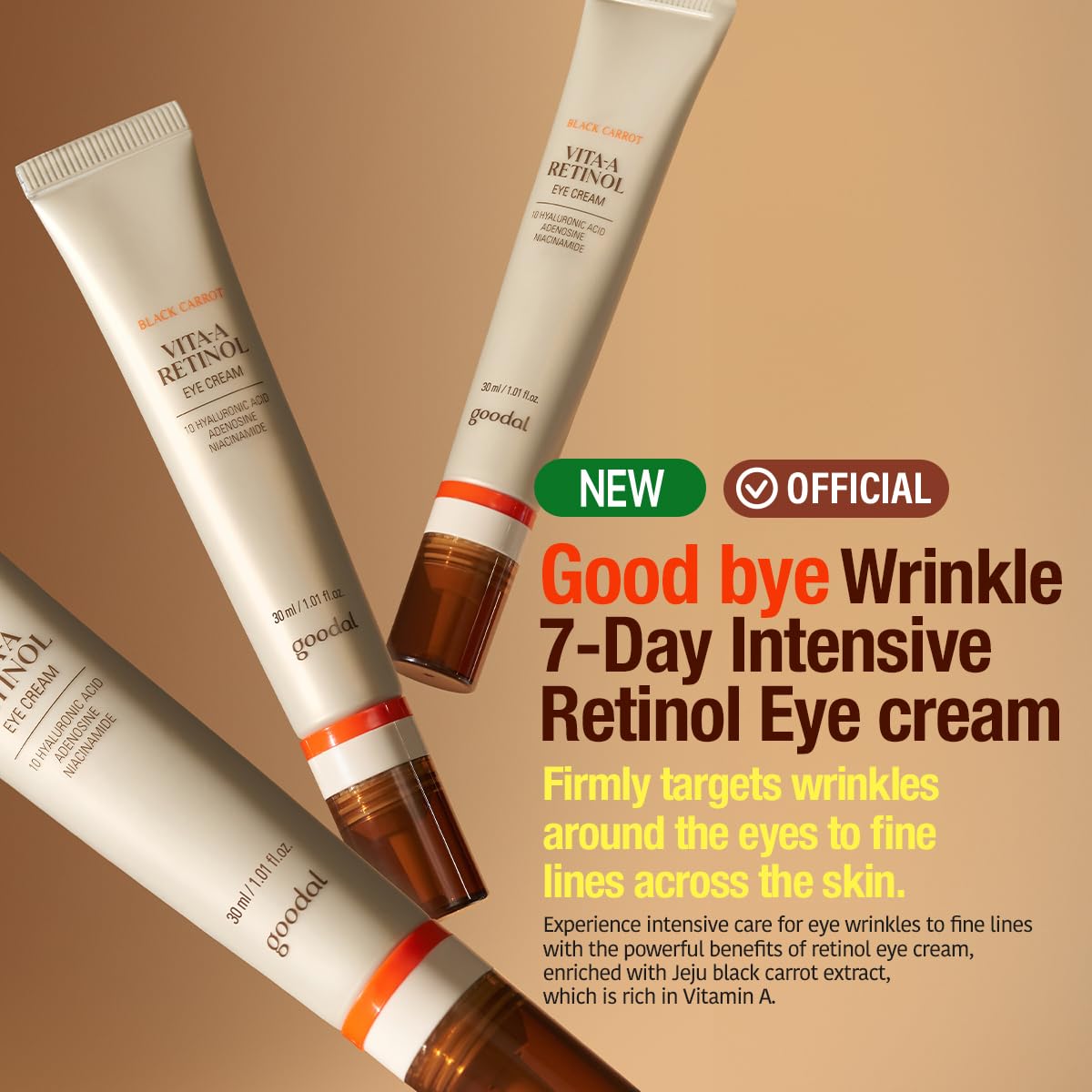 GOODAL Black Carrot Vita-A Eye Cream with Retinol, Daily Under Eye Cream, Smoothing & Hydrating