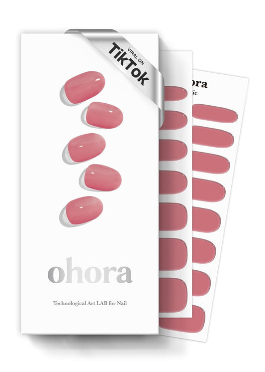 ohora Semi Cured Gel Nail Strips (N Juliet) - Pink, Solid, Works with Any UV/LED Lamps