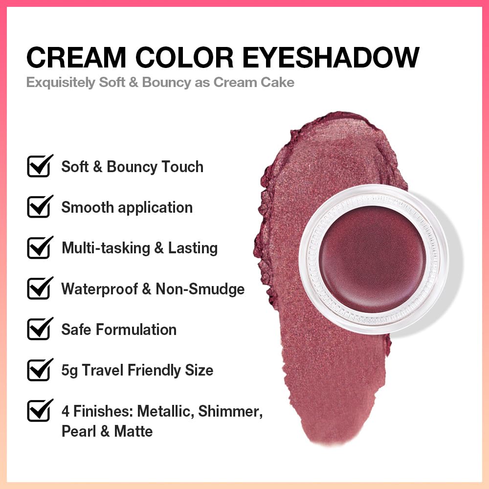 Kaely Single Cream Eyeshadow Pot, Orchid Shimmer Eye Shadow for Older Women High Pigmented Waterproof, Natural Eyeshadow Palette Makeup Brightener, sombras en crema para ojos, Blendable, 26