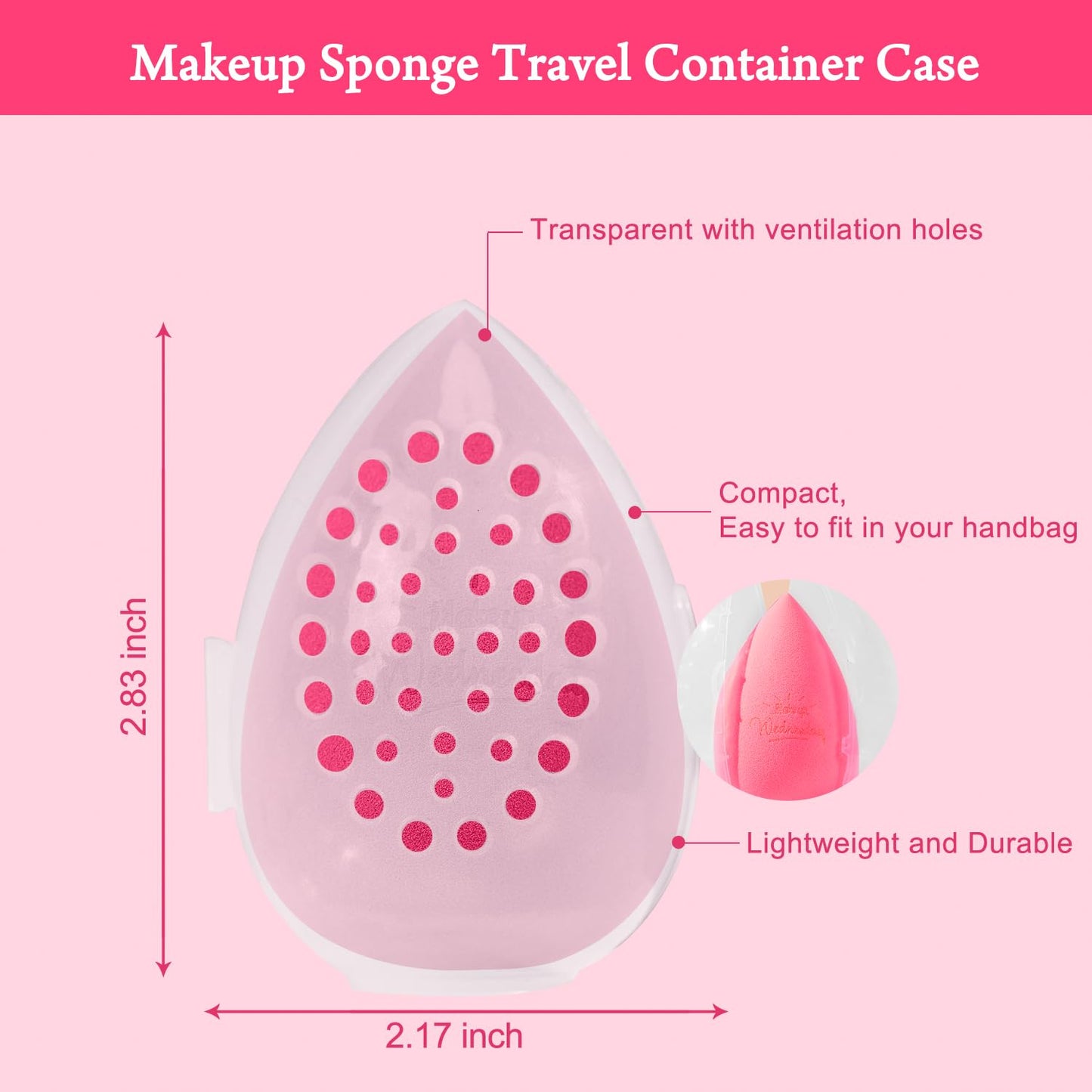 Real Perfection Makeup Sponge Set Blender Sponges, Latex-Free Beauty Makeup Sponges 7 pcs with 1 Travel Container Case for Blending Foundation Liquid Cream and Powder (Rose Red)