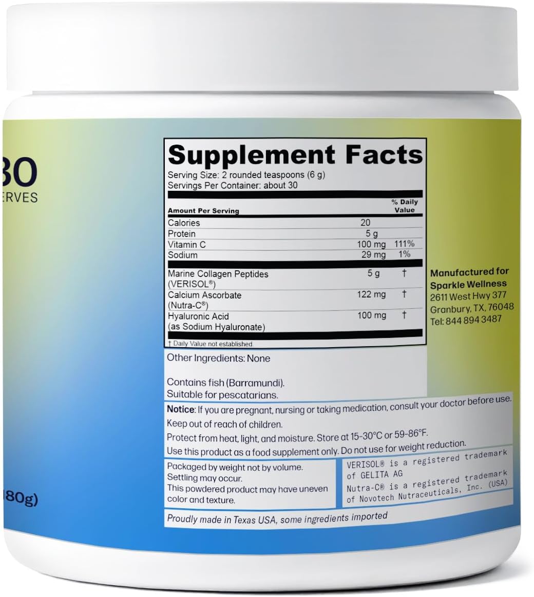 Marine Skin Boost Plus (No Flavor) [30-Serves] | Collagen Powder Supplement with Marine-derived VERISOL Bioactive Hydrolyzed Collagen Peptides, Vitamin C & Hyaluronic Acid