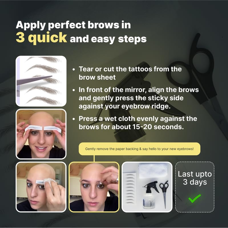 30 Pairs Medium Brown Temporary Eyebrow Tattoos, Waterproof and Smudge-Proof Medium Sassy Swerve Style Realistic Eyebrow Stickers for Women, Easy to Apply, Won't Work on Existing Brows