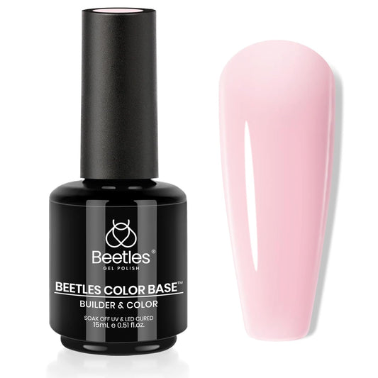 Beetles Pink Base Gel Nail Polish 1 Pcs 15ml: Nude Pink 3 in 1 Pastel Builder Jelly French Tip Base