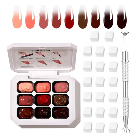 Ombre Gel Nail Polish with Metal Grabber,100pcs Nail Sponges for Nail Gradient painting gel ombre &