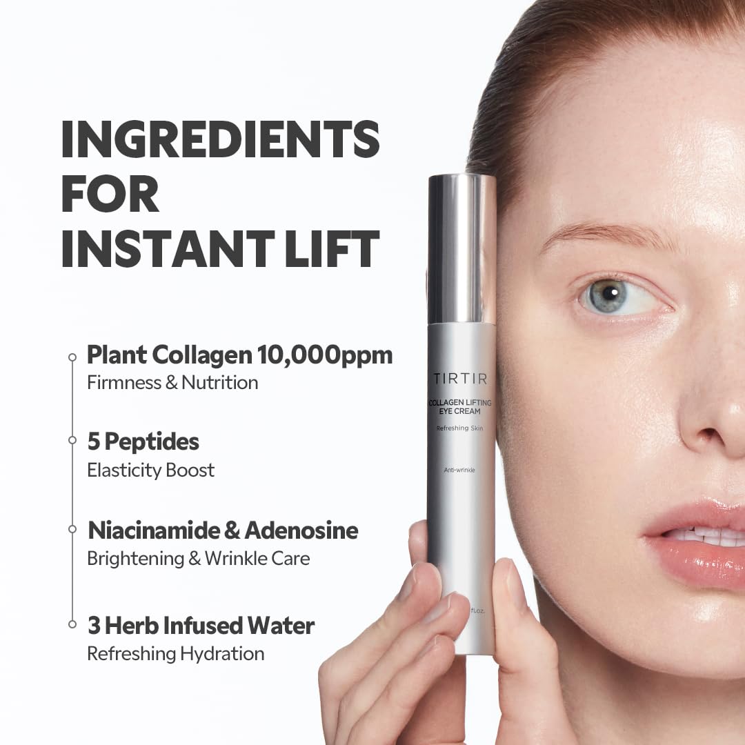 TIRTIR Collagen Lifting Eye Cream - Roller Applicator, Wrinkle Spot Treatment, Revitalizing