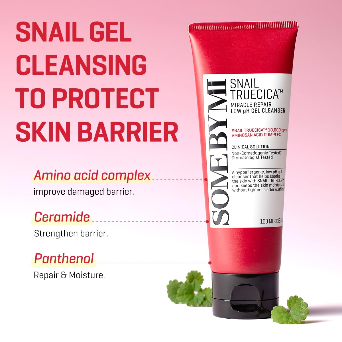 SOME BY MI Snail Truecica Miracle Repair Low pH Gel Cleanser - 3.38Oz, 100ml - Made from Snail