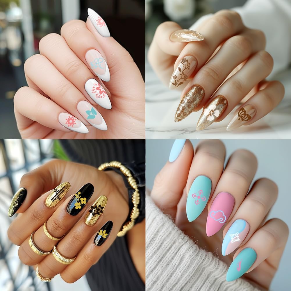 3Pcs Traditional Chinese Style Nail Stamping Plate Set Bamboo Floral Steel Nail Stamp Templates Clear Silicone Nails Stamping with Stamper Scraper for Manicure Printing