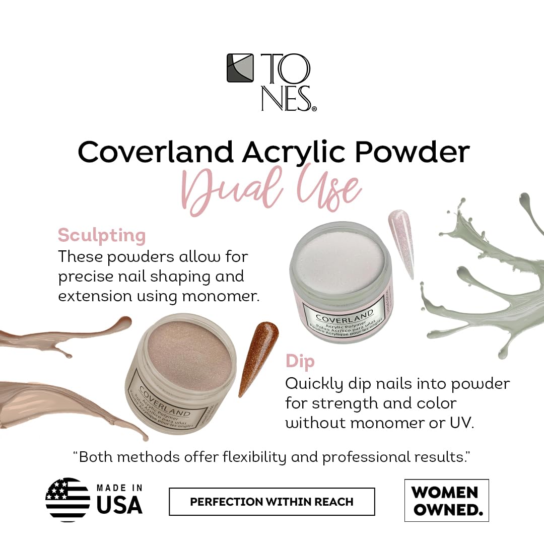 Tones Coverland Acrylic Nail Powder "Bleu Nuit" - Limited Edition Acrylic Powder for Nail Design, Sculpting, and Masking Nail Bed Imperfections - (1.5 Oz)