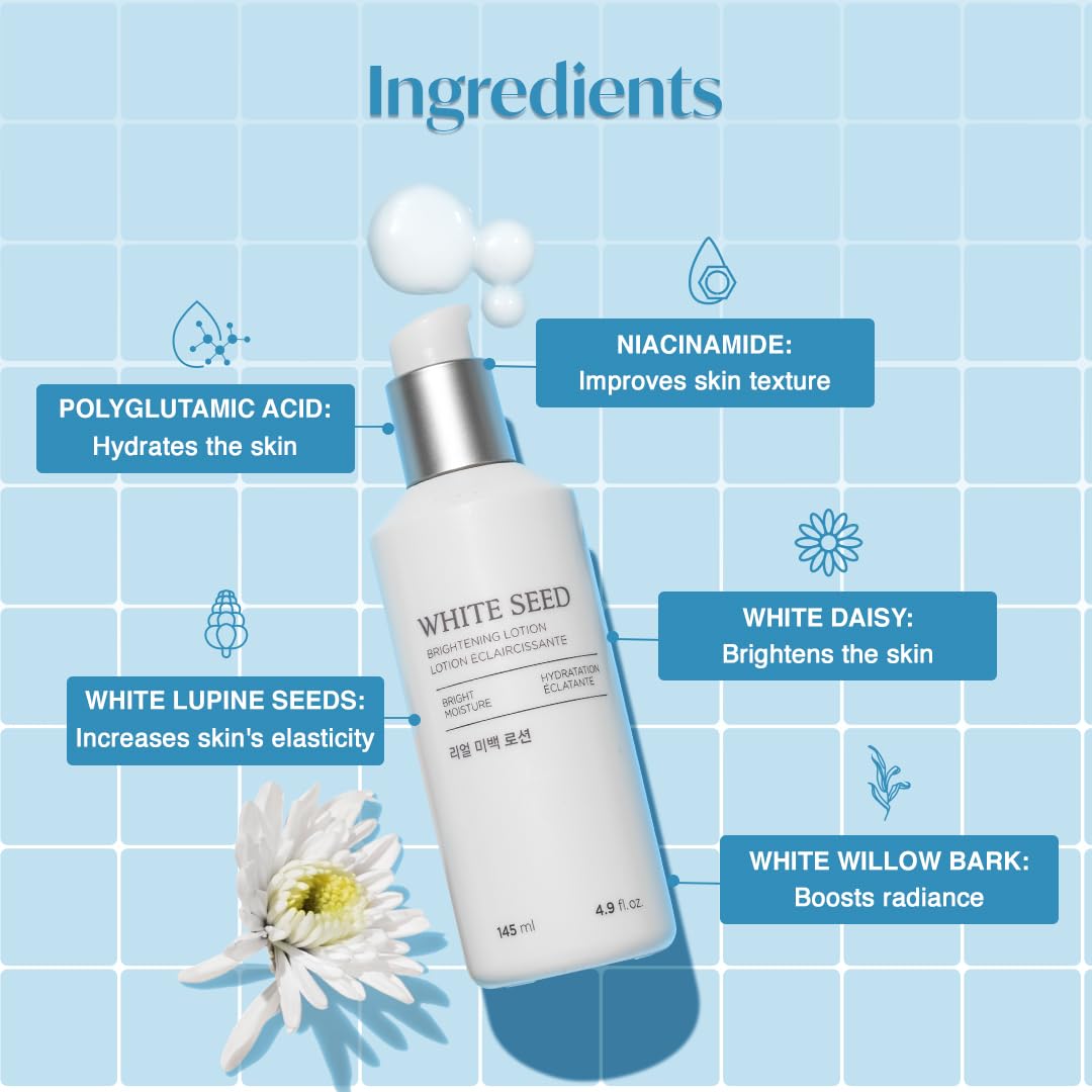 The Face Shop White Seed Brightening Lotion Face Moisturizer - Targets Dark Spots, Dullness and