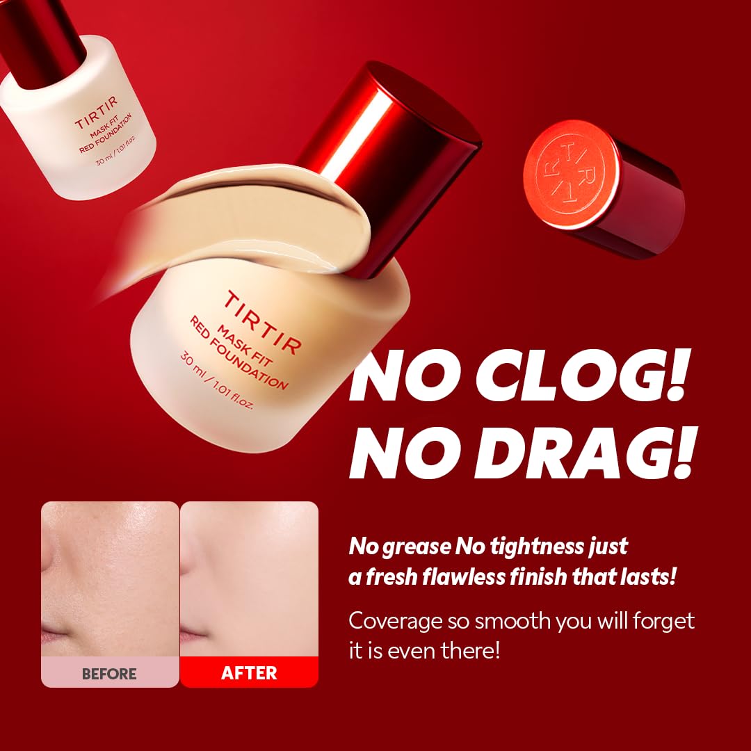 TIRTIR Mask Fit Red FoundationㅣLong Lasting Flawless Coverage, Energy Essence, Lightweight