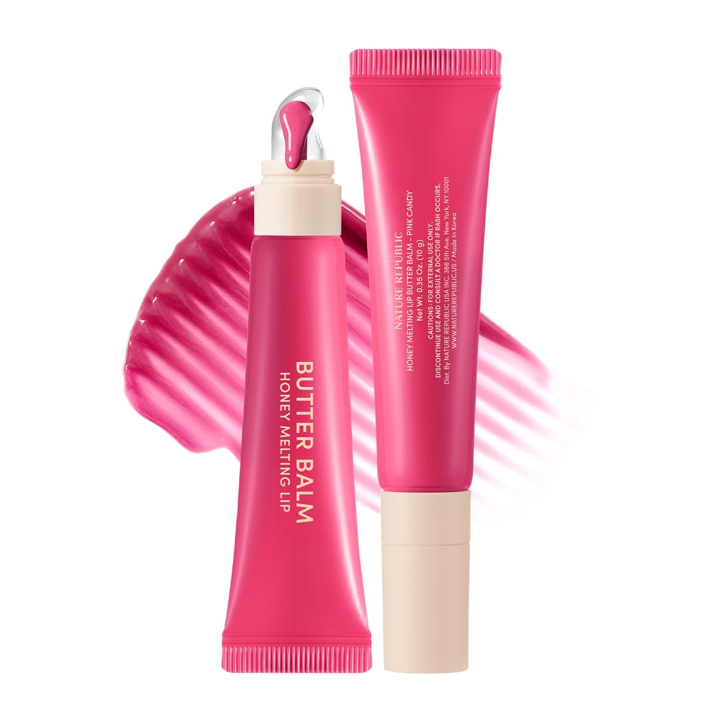 Nature Republic Honey Melting Lip Butter Balm | Hydrating Tinted Plumping Lip Balm with Peptides