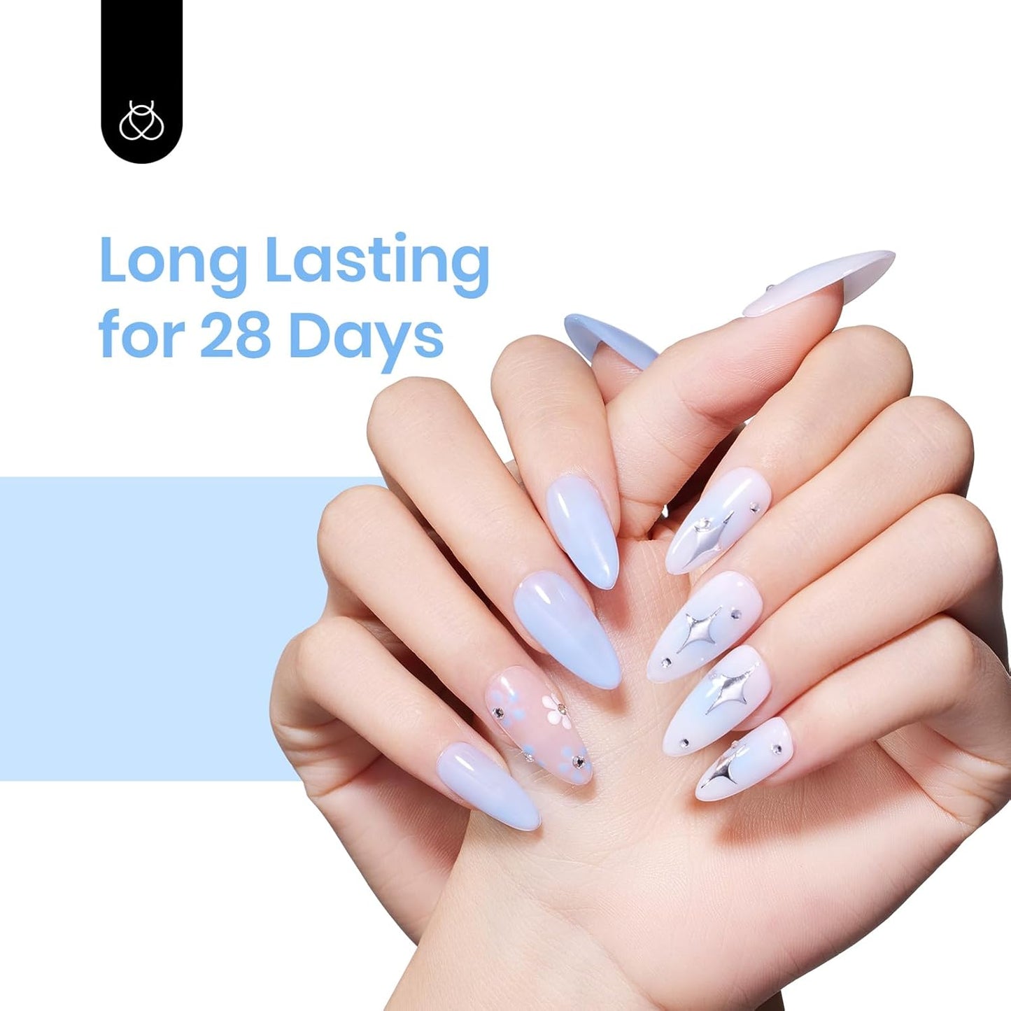 Beetles Blue Jelly Gel Nail Polish, 1Pcs 15ml Blueberry Milk Nails Sheer Neutral Translucent Hazy Blue Gel Polish Soak Off Summer Nail Art Manicure Salon Home DIY Nail Uv Lamp 0.51 fl.Oz