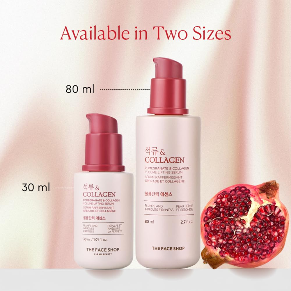 The Face Shop Pomegranate & Collagen Volume Lifting Serum - Helps Skin Look Firm & Supple - Reduces