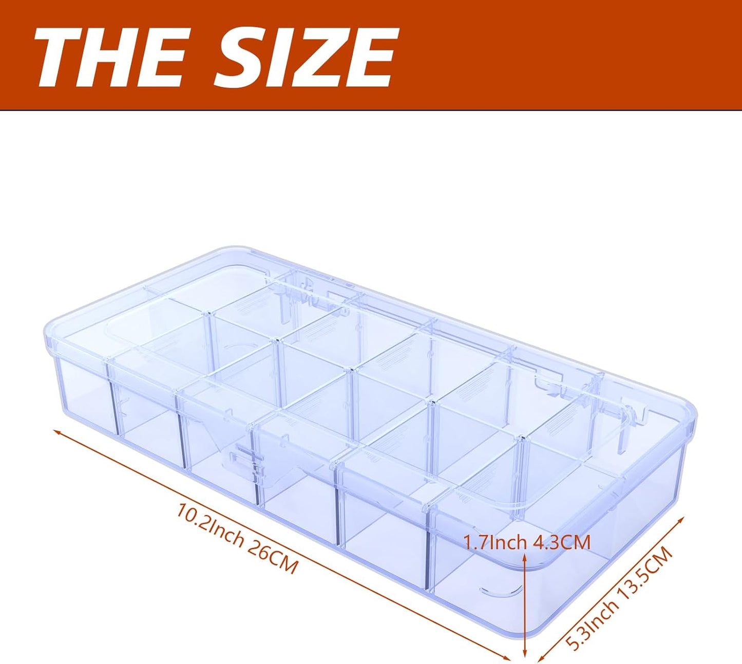 Plastic Organizer Box,12 Grids Clear Bead Organizer Compartment Box with Removable Dividers for Parts,Bead Storage Earring Container Tool Hair Accessories