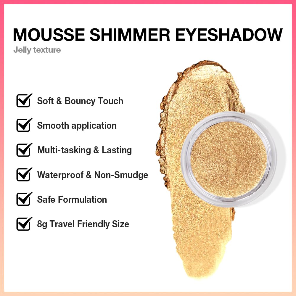 Cream Glitter Golden Yellow Shimmer Metallic Eyeshadow Palette Makeup, Natural Single Mini Instant Holographic Eyeshadow For Women, Sombras Crema Para Ojos, Talc, Paraben&Cruelty Free