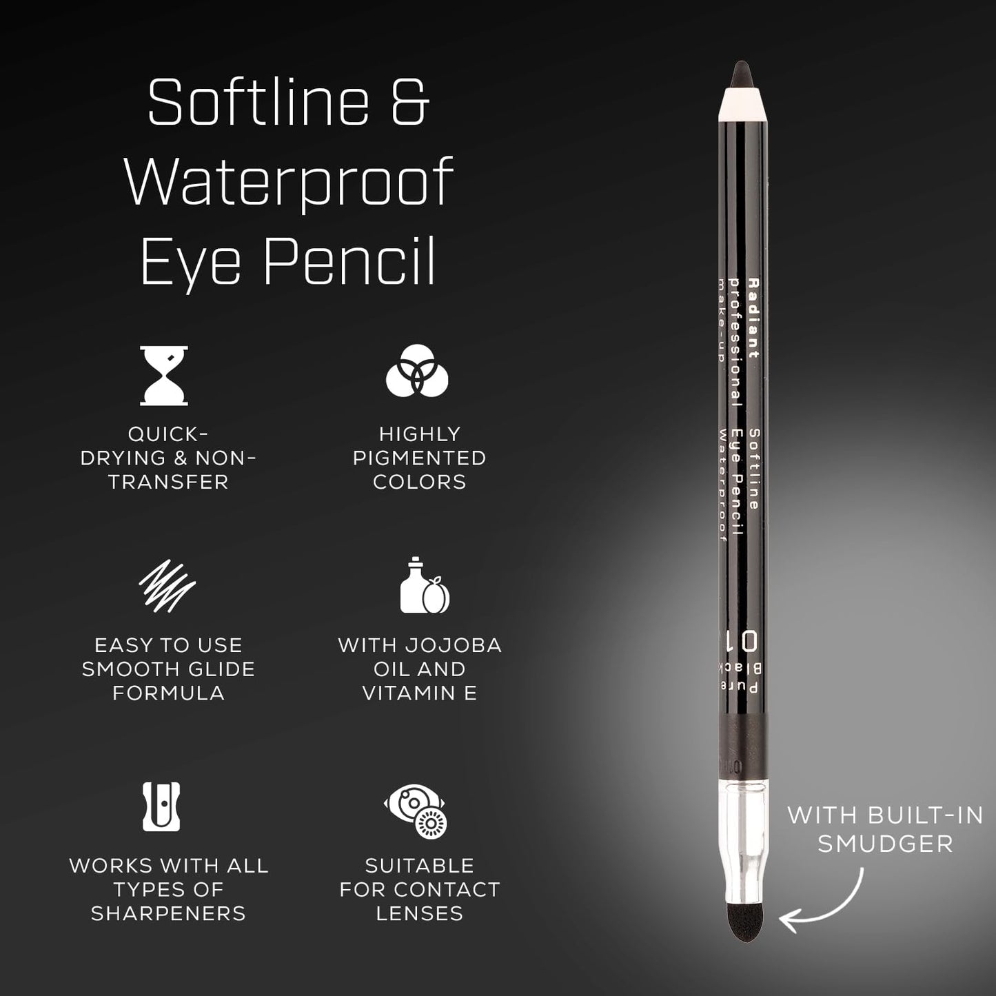 Radiant Professional Waterproof Eyeliner Pencil - Eyeliner Waterproof Smudge Proof for Woman - Long Lasting Under Eye Pencil for Smoky Eye - Soft Waterline Eye liner Smudger Tool, Blue (26)