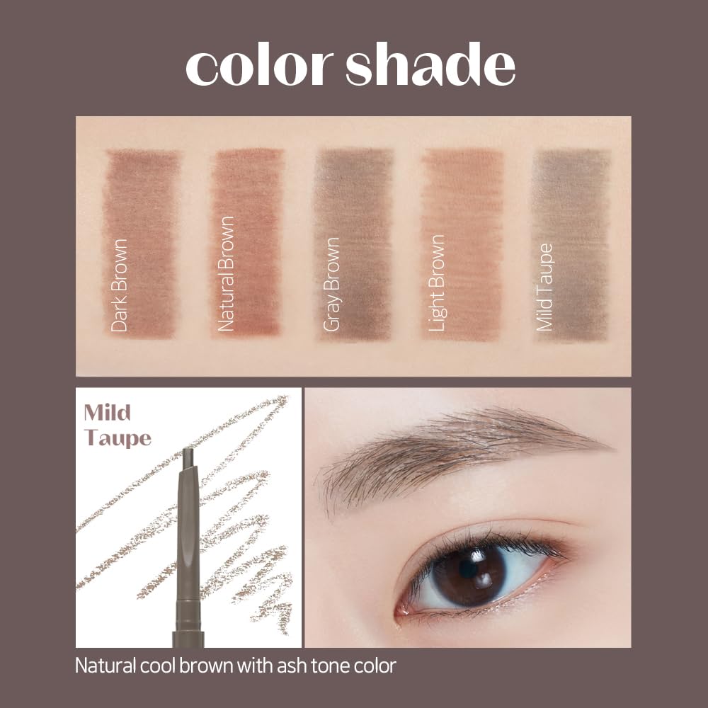 ETUDE Bare Edge 3D Eyebrow Pencil, Mild Taupe, Natural-Looking