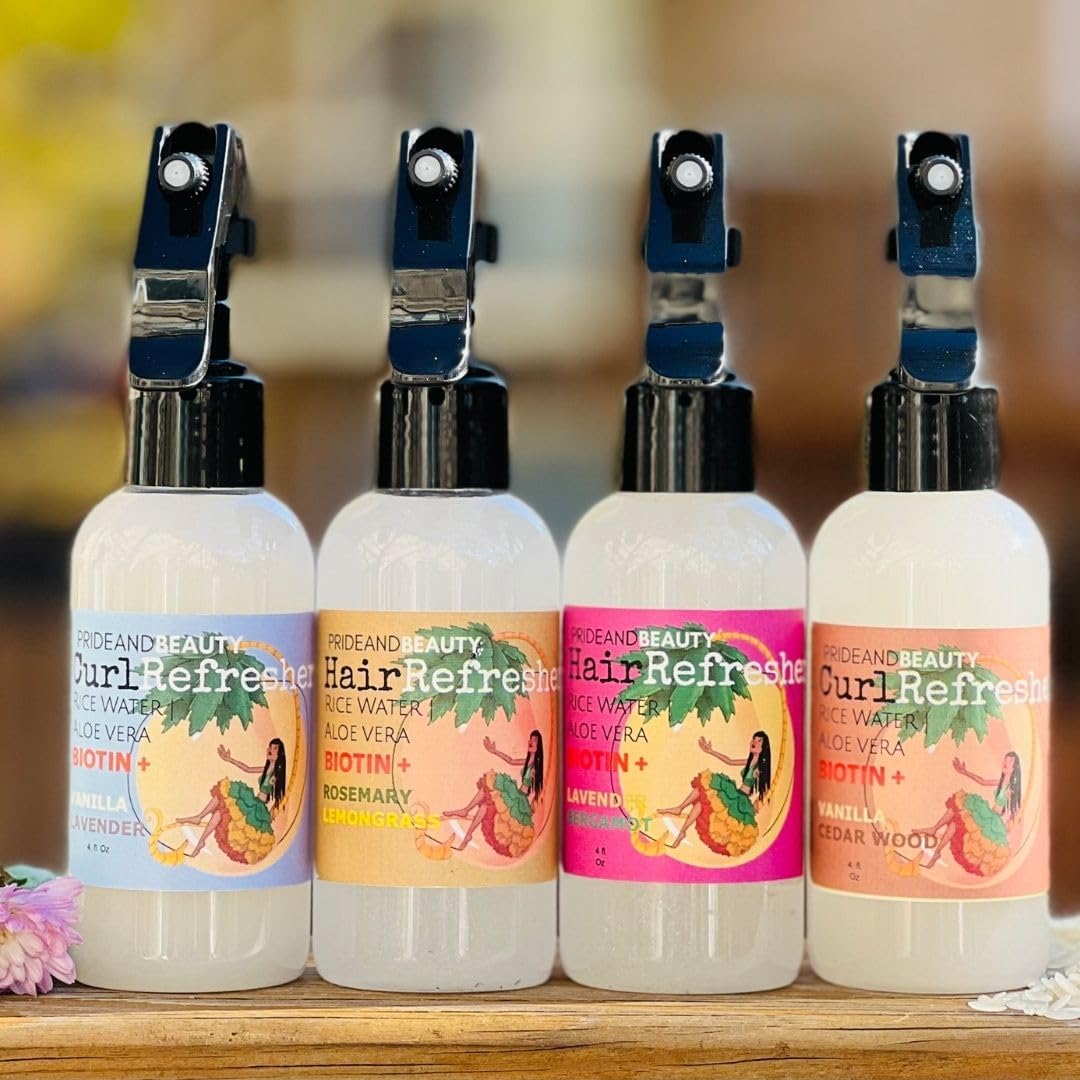 NEW Fermented Rice Water for Hair Growth - Infused with Rosemary, Biotin, Caffeine, Keratin Vegan Non-Greasy Spray Naturally Thicker, Longer, Softer Men & Women (8 OUNCES, Lavender Bergamot)