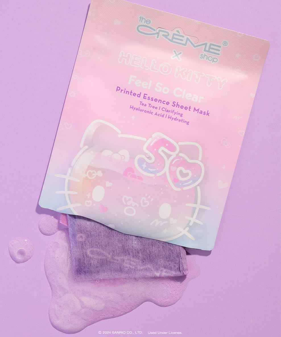 The Crème Shop x Hello Kitty Feel So Clear Printed Essence Sheet Mask, Clarifying and Hydrating