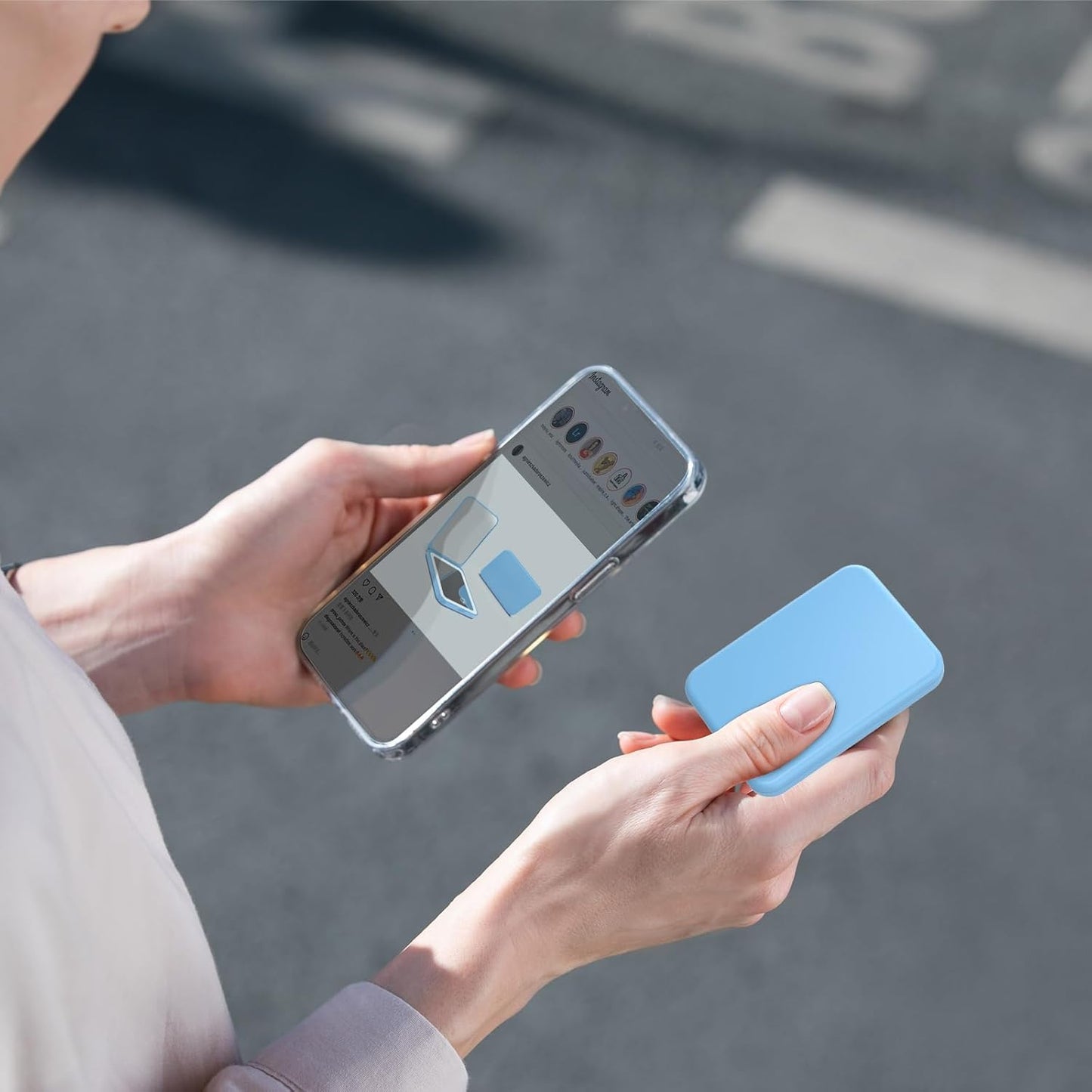 Kintion 2025 Pocket Mirror, Rechargeable Dimmable 3 Color Lighting 1X/3X LED Compact Travel Makeup Mirror for Purse, Portable, Folding, Handheld, Small Lighted Mirror for Women Gift, Blue