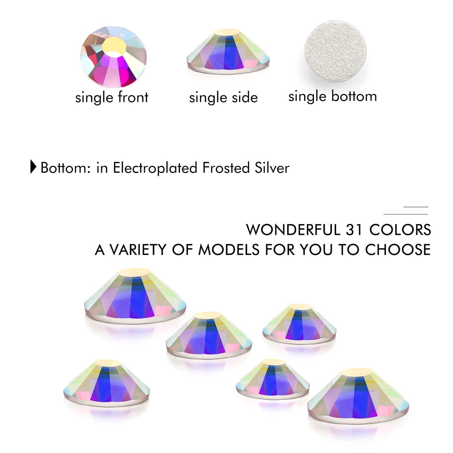 288Pcs Crystal Ab Crystal Rhinestones,Glass Flatback Rhinestones Gemstones for Nail Face Makeup Art Crafts Clothes Decoration -(SS34,7.0mm,Crystal Ab)