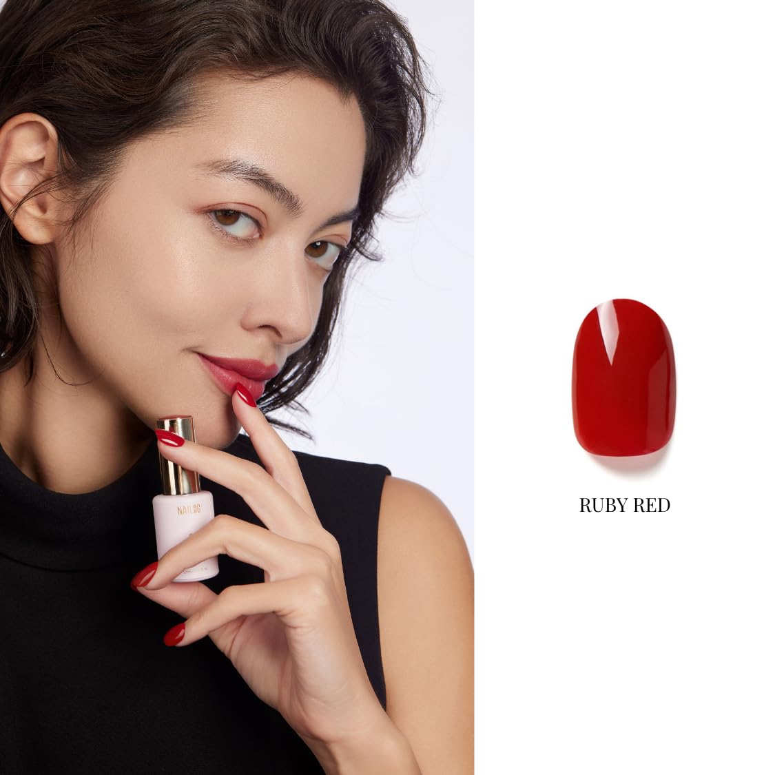 NAILOG One Step Red Gel Nail Polish 12ml Top Coat Color Gel Base 3-In-1 Formula Soak Off UV Gel Polish for Home DIY & Gifting | Ruby Red