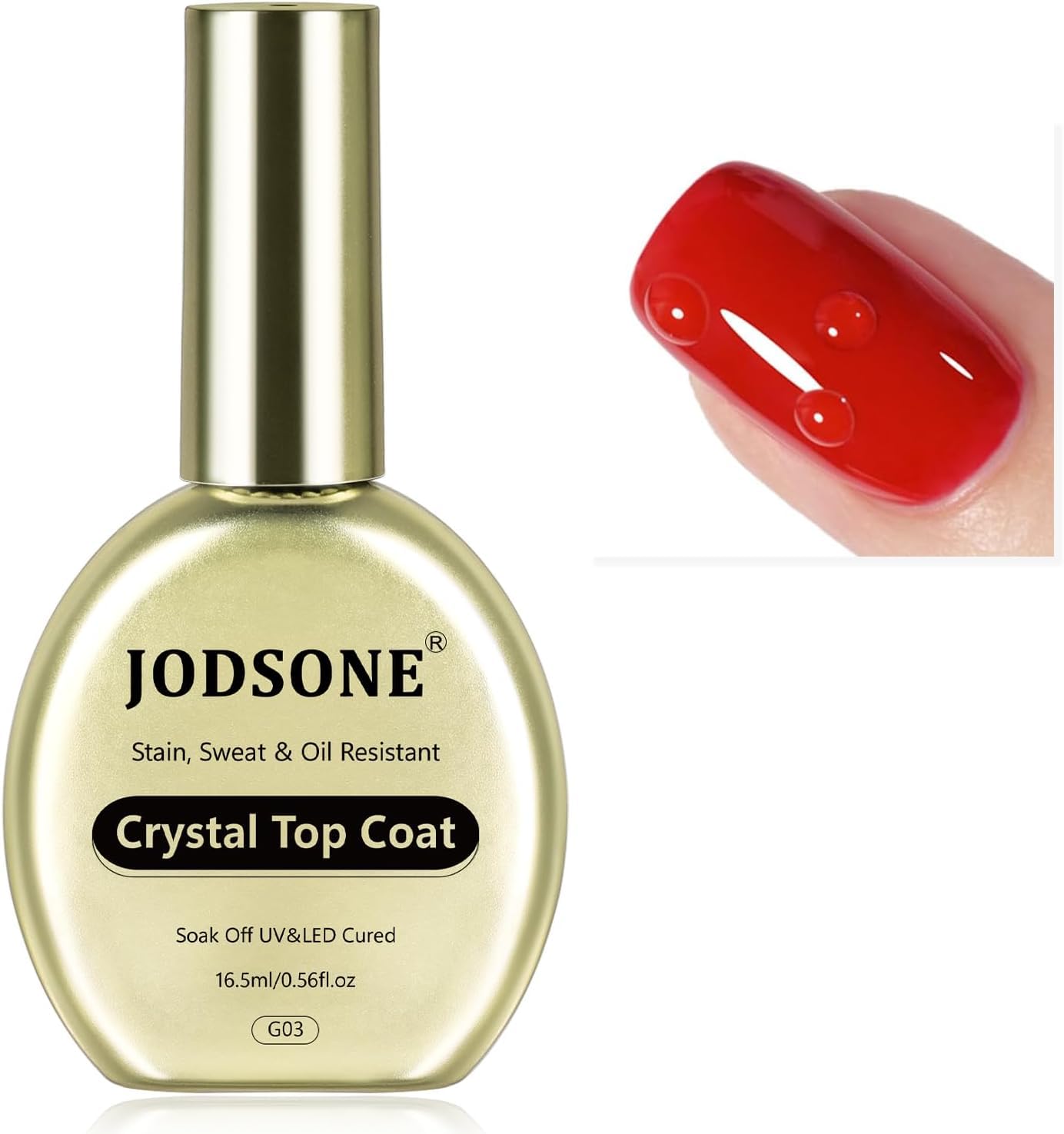 JODSONE Stain-Resistant Gel Top Coat - 16.5ml No Wipe Crystal Top Coat Gel Nail Polish, Anti-Stain