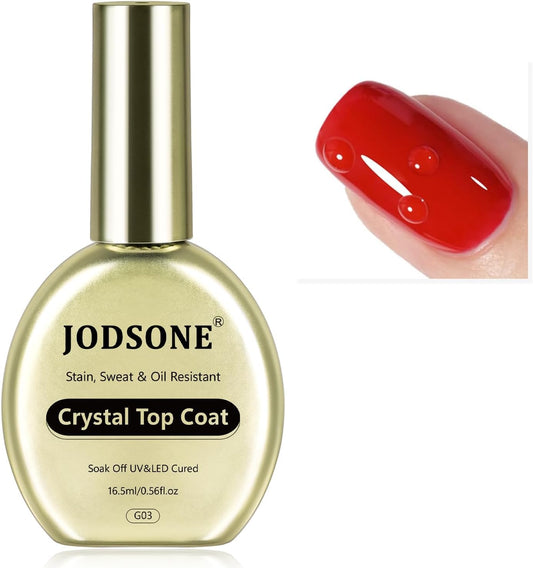 JODSONE Stain-Resistant Gel Top Coat - 16.5ml No Wipe Crystal Top Coat Gel Nail Polish, Anti-Stain