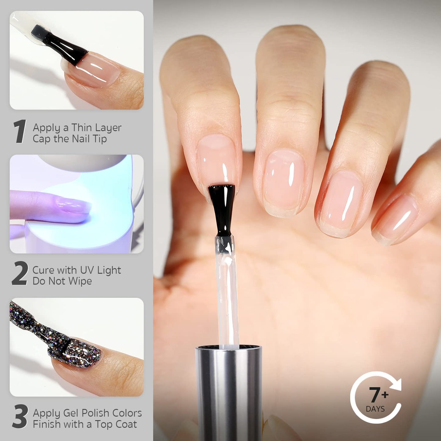 GAOY Peel Off Gel Base Coat for Gel Nail Polish, 16ml Peelable Clear Foundation for Use with UV LED Nail Lamp
