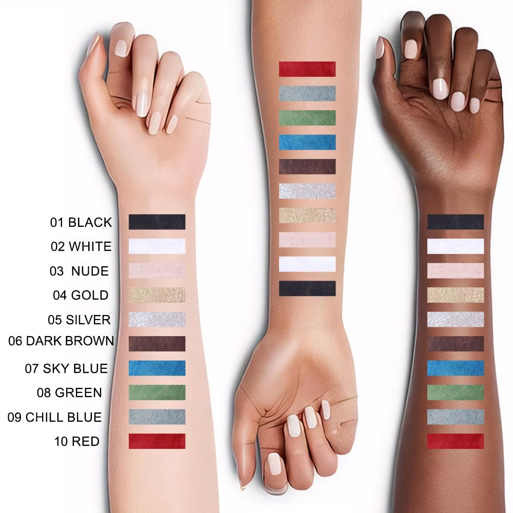 evpct 1Pcs Silver Color Gel Glitter Eyeliner Pencils Set for Women Waterline Waterproof Smudge Proof lapiz de ojos delineador de ojos contra el agua Eye Liner Makeup,05# Silver