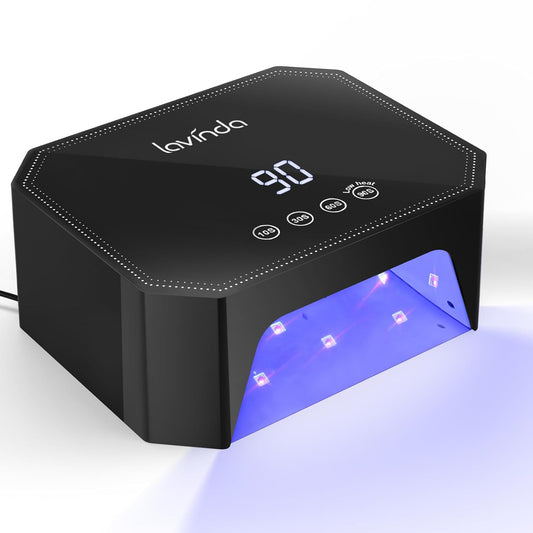 Lavinda 54W UV LED Nail Lamp – Plug-in Gel Nail Light with LCD Display, 4 Timers, Auto Sensor, Dual