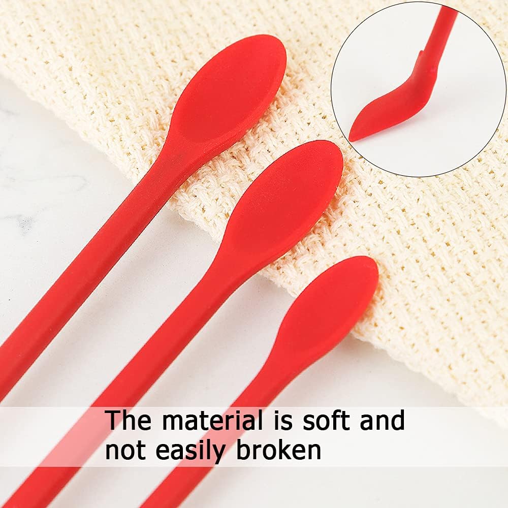 8 Pcs Mini Spatulas Makeup Scraper, Silicone mini spatula for cosmetics, Reusable Small Thin Jar Scraper for Getting Lotion out, Bottle Scraper for Kitchen Food Beauty Make up, Red Black