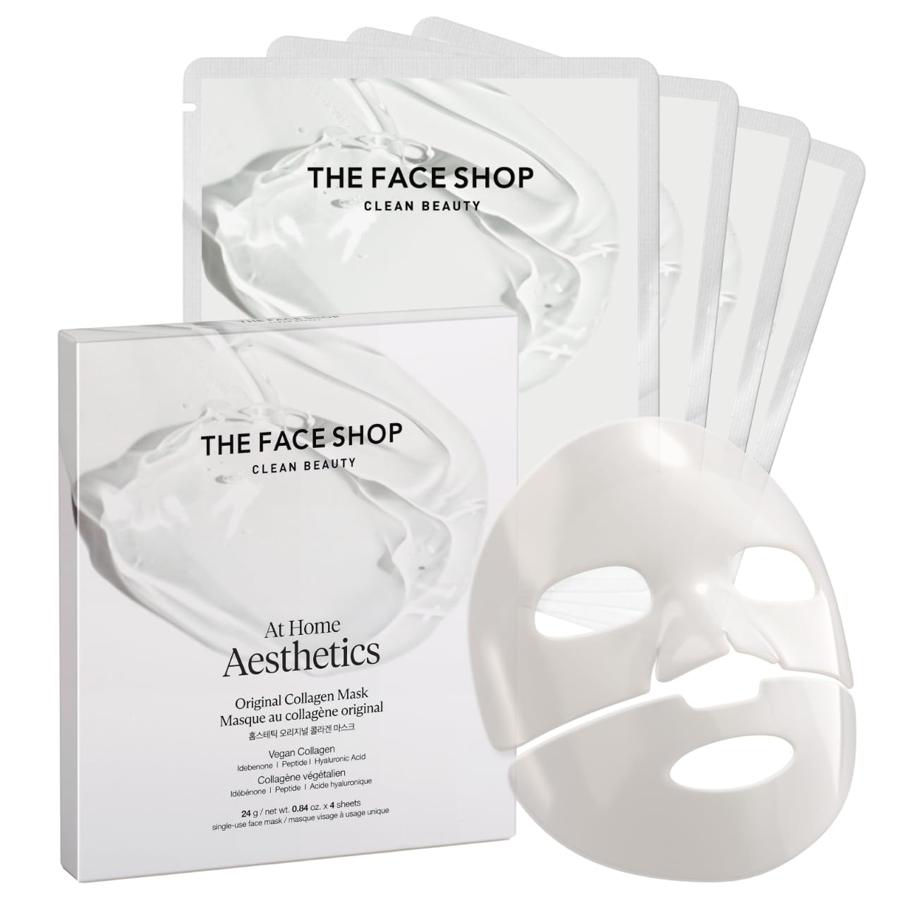 THE FACE SHOP Original Vegan Collagen Face Mask, Korean Glass Skin Essential, Peptide Hydrogel Mask