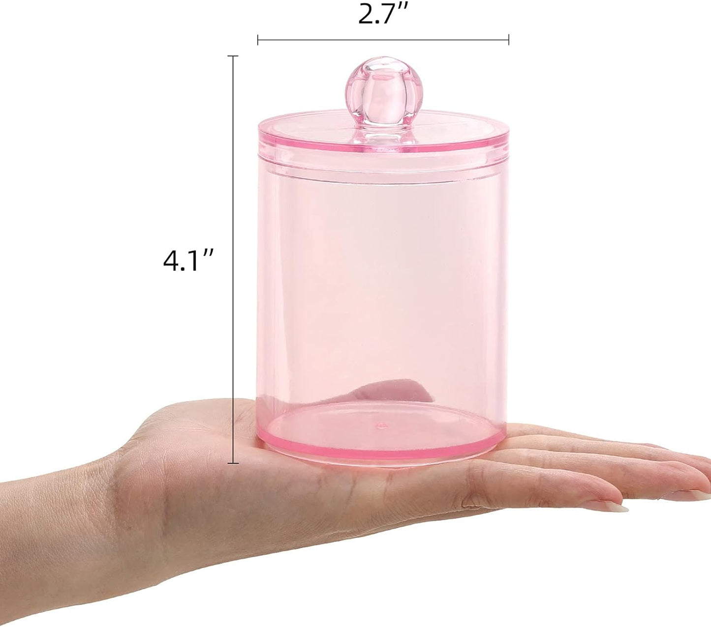 Tbestmax 6 Pack Qtip Holder, 10-Ounce Apothecary Jars with Lids for Cotton Ball Swab Pad Dispenser, Bathroom Canisters Organizer (Pink)