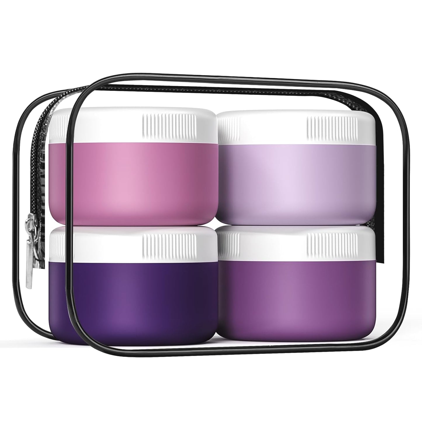 Travel Containers for Toiletries, Silicone Cream Jars BPA Free, TSA Approved 2oz Travel Size Containers, Leak-proof Travel Essentials with Lid for Cosmetic Face Hand Body Cream (4 Pack)