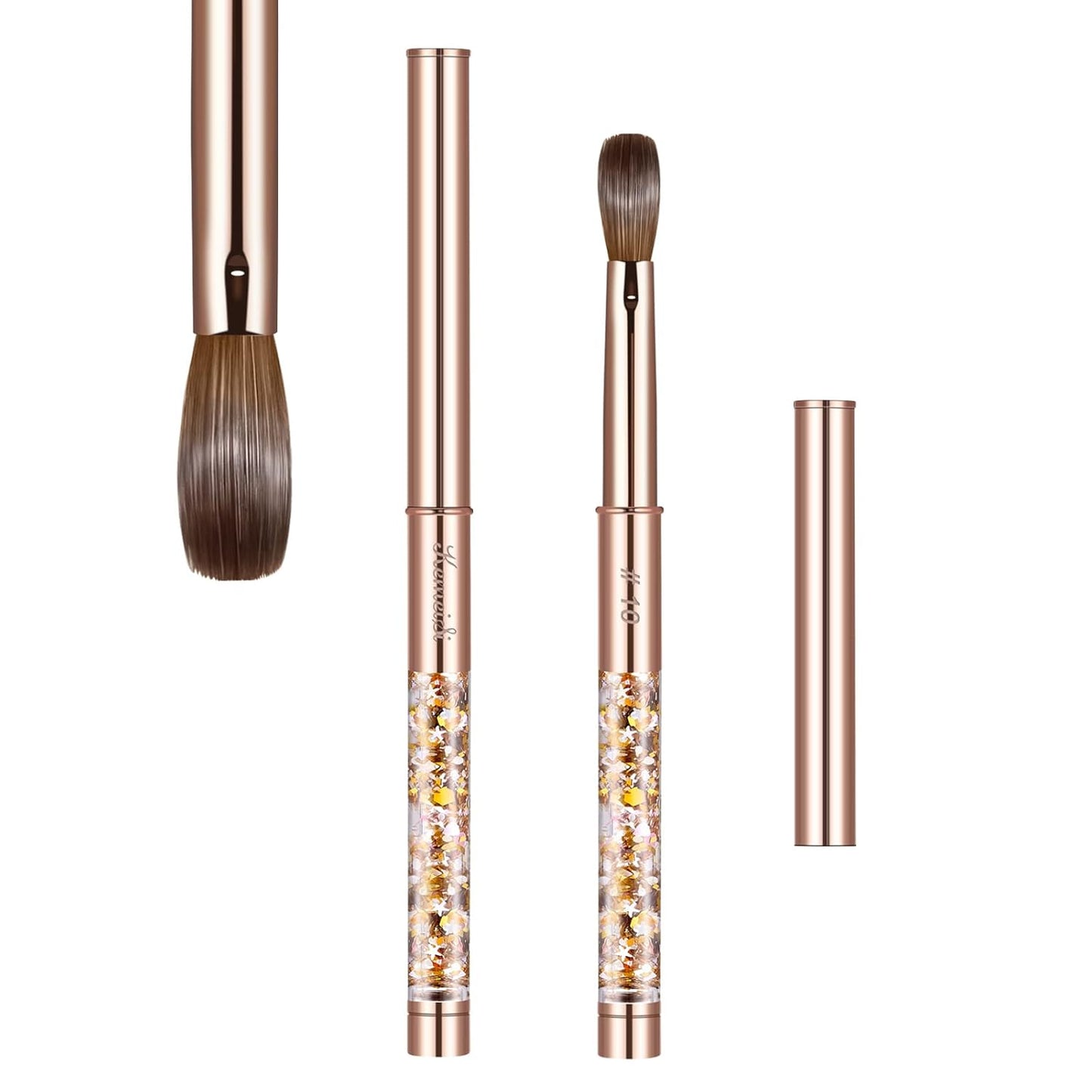 Acrylic Nail Brush Size 10,KEMEISI 100% Pure Kolinsky Nail Art Brushes Sturdy Handle Oval Shaped Acrylic Powder Nail Design Tools for Professional Manicure DIY Home Salon (Gold)