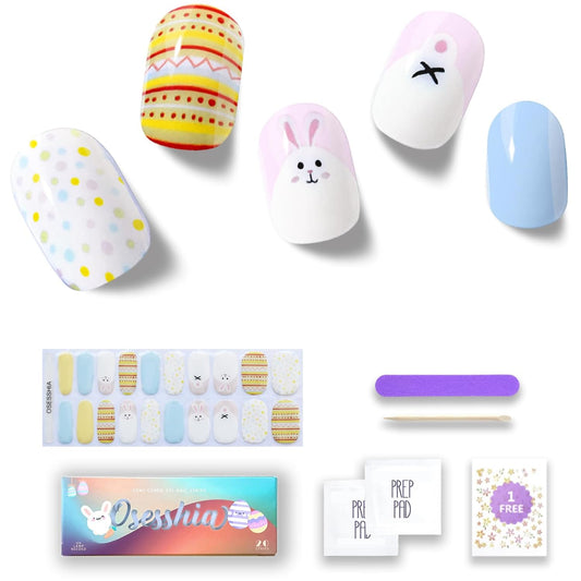 Semi Cured Gel Nail Strips, 20 pcs Nail Wraps, Glaze Stickers, Salon Quality French Manicure, Full