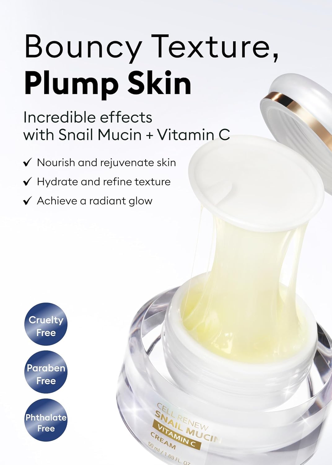 MISSHA Cell Renew Snail Mucin Vitamin C Cream Korean Moisturizer 1.69 oz