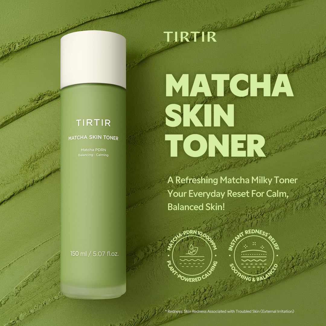 TIRTIR Matcha PDRN Skin Toner 5.07 Fl Oz | Hydrating Korean Daily Anti-Redness Skin Care Soothing