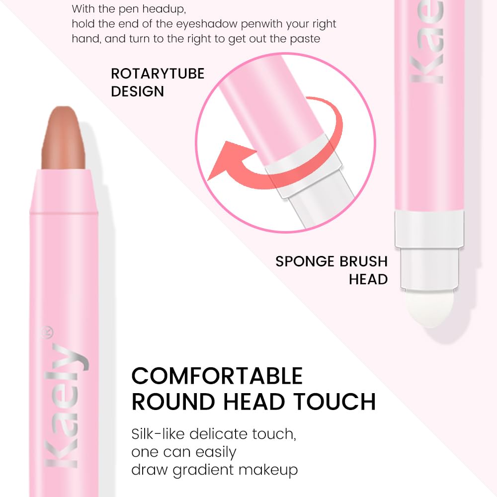 Kaely 2in1 Cream Eye Shadow Brightener Sticks for Eyes, Pencil Eyeshadow Applicator Stick Waterproof Pigmented, Eye Shadow Palette Highlighter Makeup, sombras para ojos, 23 Putty Matte