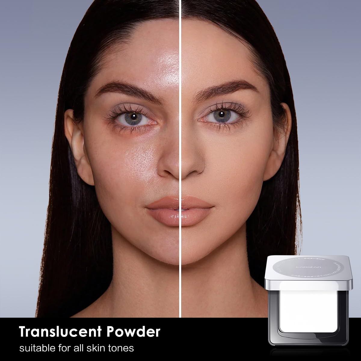 Waterproof Face Pressed Powder Compact, 24H Longlasting Oil Control Pressed Setting Powder Talc-Free Makeup, Shine Free, Poreless, Smooth, 02 for oily skin (0.28Oz)