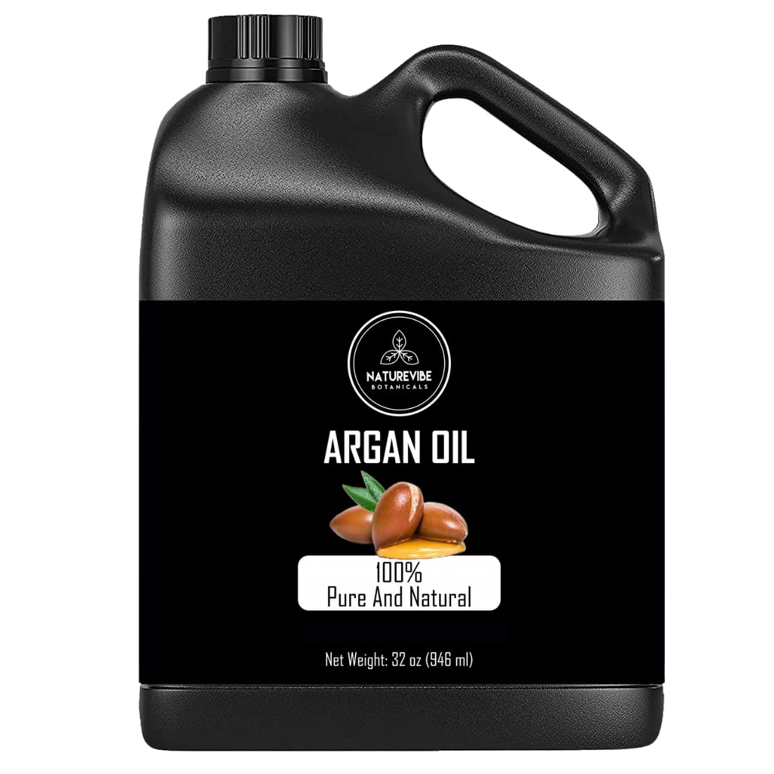 Naturevibe Botanicals Argan Oil 32 Fl oz – Cold Pressed, Unrefined, Pure Moroccan Argan Oil for Hair, Skin, Face & Massage – Natural Carrier Oil for DIY Beauty & Aromatherapy
