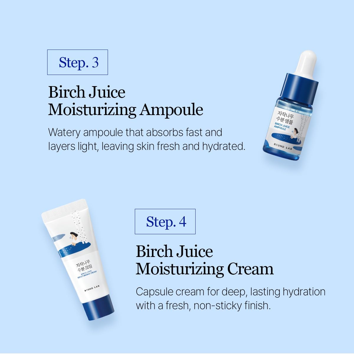 ROUND LAB Birch Juice Moisturizing Mini Kit 4-Step Skin Care Set
