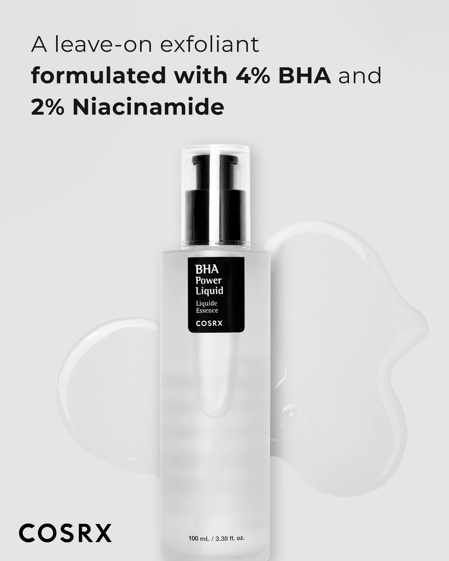 COSRX Niacinamide 2% + BHA 4% Blackhead Exfoliant Korean Toner, 3.38fl.oz